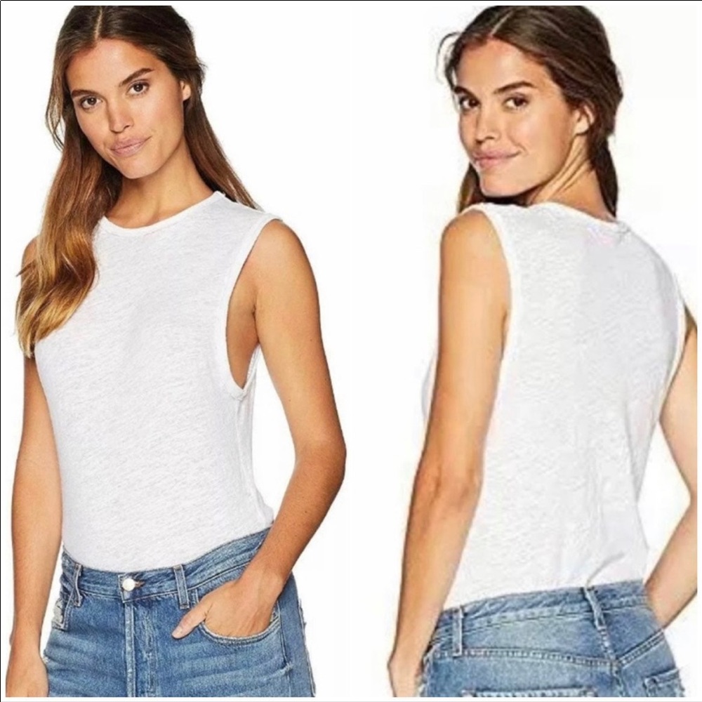 Free People Intimately Cotton Linen Blend Tank Bodysuit Sz S NWOT Oversized